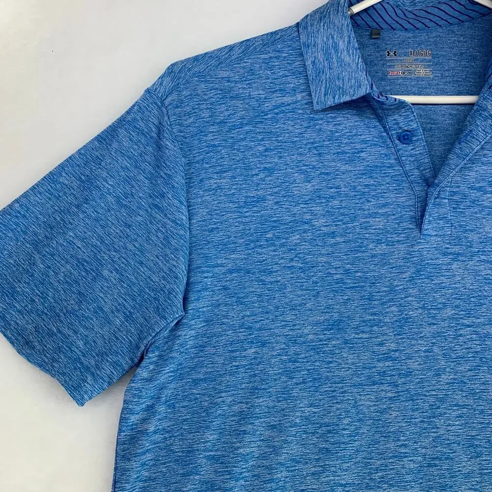 Under Armour Mens HeatGear Loose Fit Polo Heather Blue Size XL - Picture 7 of 11